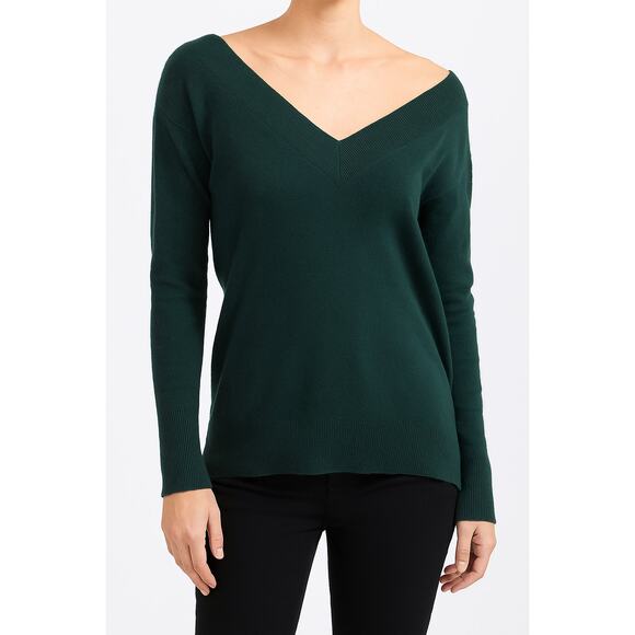 Equipment Femme Lilou V Neck Sweater Cashmere Forest Green Size Medium - Picture 1 of 10